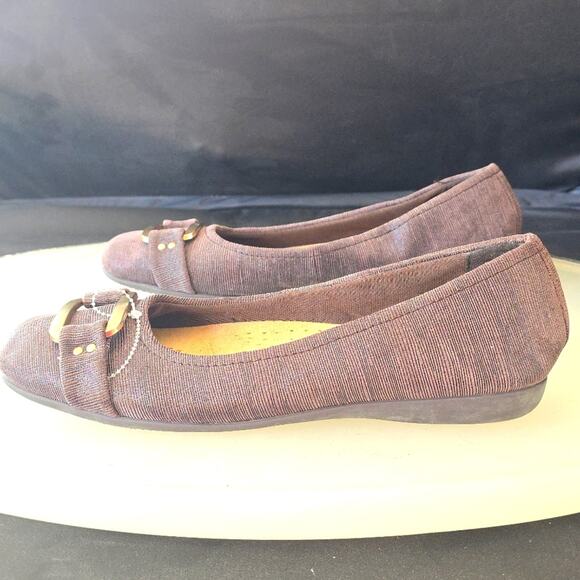 Trotters Sizzle Ballet Flats Brown Lady 9-SS  Flats / Gold Accents Toe Box Nwob - Picture 9 of 16